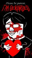 black_background blood blood_splatter emo_hair gerard_way glasses heart holding_heart im_retarded my_chemical_romance no_eyes shading tuxedo variant:chudjak // 676x1221 // 131.6KB
