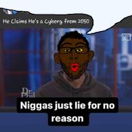 2050 black_skin cyborg dr_phil ear facebook glasses hair half_open_mouth irl irl_background lie meme meta:tagme_(social_media_name) nigger red_lips screenshot soyjak speech_bubble speech_bubble_empty stubble text variant:nojak yellow_sclera // 722x717 // 545.7KB