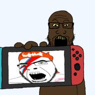 black_skin holding_object nigger nintendo nintendo_switch stubble variant:cobson variant:markiplier_soyjak video_game yellow_eyes yellow_teeth // 2048x2048 // 473.4KB