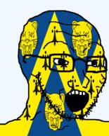 animal british england flag flag:shropshire glasses hair leopard looking_to_the_right open_mouth shropshire soyjak stubble teeth united_kingdom variant:soyak // 644x800 // 149.6KB