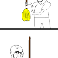 2soyjaks angry animated arm broom closed_mouth glasses hand holding_object looking_up soyjak stubble variant:soyak // 500x1010 // 27.3KB