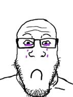 closed_mouth frown glasses purple_tears sad soyjak stubble template variant:markiplier_soyjak // 600x800 // 110.0KB