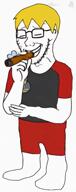 ai_generated arm badge cigar closed_mouth clothes crossed_arms full_body glasses nate pixverse_ai smoking smug soyjak stubble that_one_fucking_picture_of_nate_being_a_smug_little_bastard variant:soyak video yellow_hair // 256x640, 5.3s // 511.3KB