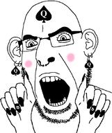 bbc blush ear facial_mark forehead_mark glasses hand nose_piercing nose_ring open_mouth painted_nails queen_of_spades soyjak stubble subvariant:slutson subvariant:spadeson tattoo variant:cobson // 723x861 // 68.7KB