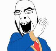 animated anime blue clothes edit ext=gif happy laughing red satania suit traced variant:cobson video yellow // 786x720 // 512.1KB