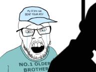 2soyjaks brother clothes crying glasses hat mustache open_mouth rope silhouette soyjak stubble suicide text tragedyjakking variant:carterjak variant:feraljak variant:kuzjak // 1000x750 // 152.9KB