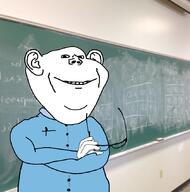 artist:sabiopajin blackboard blue_shirt chalkboard collared_shirt crossed_arms ear glasses irl_background proud school smile teacher user=sabiopajin variant:impish_soyak_ears // 839x850 // 503.6KB