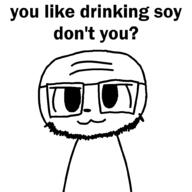 boykisser closed_mouth glasses smile soyjak stubble text variant:soykisser // 1000x1000 // 56.4KB