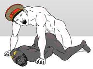 2soyjaks arm blush cap clothes communism full_body glasses grey_skin hammer_and_sickle hand hat kgb leg meta:pornographic_content open_mouth penis sex soot soot_colors soyjak soyjak_party stubble variant:gapejak variant:kuzjak variant:soyak // 1086x802 // 107.2KB