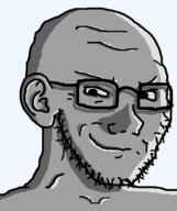 closed_mouth glasses grey grey_skin greyscale looking_down ominous shadow smile smug soyjak stubble subvariant:soyak_(smug) transparent_background variant:soyak // 632x756 // 29.2KB