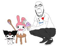 artist:sanriowabag candy crouching cupcake kuromi my_melody nas:soymelo nas:soyromi oc original_content sanrio series:sanrio_x_sharty spoon totenkopf variant:cobson wholesome wholesome_100 // 3124x2505 // 214.2KB