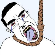 ack bloodshot_eyes crying hair hanging meta:outdated moustache noose rope rotten_teeth subvariant:patrick suicide template tongue variant:chudjak white_skin // 1120x1120 // 39.3KB