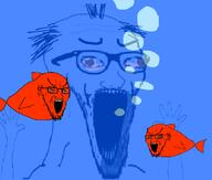 3soyjaks arm bubble drowning fish glasses hand hands_up open_mouth red_skin soyjak stubble subvariant:wewjak tail variant:soyak water // 693x587 // 142.5KB