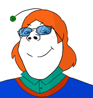 blue_shirt female glasses hair meta:namefags no_stubble orange_hair subvariant:gapejak_female tqqt_(user) transparent_background variant:gapejak white_skin woman // 1316x1389 // 39.9KB