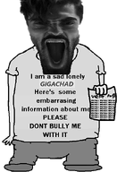 beard clothes crying eyebrows full_body grey_skin hair holding_object information long_face mustache nas:gigachad nose open_mouth sad shoe subvariant:full_body_rupturejak teeth text tongue transparent_background variant:rupturejak yelling // 448x658 // 110.2KB