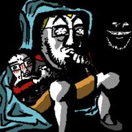 gem blanket blush chud clothes full_body glasses hair lips meta:tagme nate phonk robe scared shadow shoe shorts soyjak stubble sucking_thumb trollface variant:chudjak variant:soyak yellow_hair // 256x256 // 12.5KB