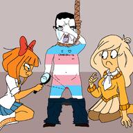 blood clothes coco_(ongezellig) coomer_artstyle crying flag glasses hair magnifying_glass mymy_(ongezellig) neovagina ongezellig open_mouth rope smug soyjak tranny variant:bernd variant:chudjak // 2048x2048 // 358.4KB