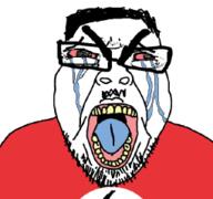 angry chud crying flag flag:nazi_germany glasses mustache nazi_germany open_mouth red_eyes seethe soyjak stubble subvariant:seethejak teeth tongue variant:bernd // 255x239 // 44.1KB