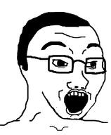 eyebrows glasses hair meta:tagme monochrome open_mouth teeth variant:soyak // 658x800 // 50.4KB