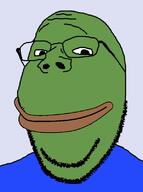 closed_mouth clothes frog glasses green pepe smile soyjak stubble subvariant:wholesome_soyjak variant:gapejak // 597x800 // 38.4KB