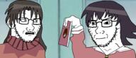 3soyjaks anime arm azumanga_daioh bloodshot_eyes closed_mouth cockroach concerned crying ear glasses hair hand hanging holding_object open_mouth rope scared soyjak stubble subvariant:soyak_(concerned) suicide tongue variant:bernd variant:soyak yellow_teeth // 1396x599 // 243.7KB