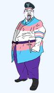 armband belt boot cap clothes dagger fat flag:transgender_pride_flag flag_shirt full_body hat jacket moustache obese purple_hair purple_pants rotten_teeth series:eatlers shoe sword tongue tranny transgender_flag transgender_symbol variant:bernd white_skin // 1400x2400 // 68.6KB