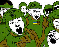 beard clothes glasses hat helmet military multiple_soyjaks open_mouth soyjak stubble sunglasses ukraine variant:cobson variant:markiplier_soyjak variant:soyak variant:unknown war // 1170x946 // 669.7KB