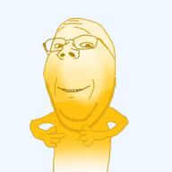 arm bald beard color finger frutiger_aero glasses hand head orange orange_skin subvariant:wholesome_soyjak trend:colorjak variant:gapejak yellow yellow_skin // 2048x2048 // 1.3MB