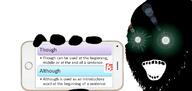 black_skin glowing glowing_eyes hand holding_object holding_phone inverted open_mouth phone soyjak stubble subvariant:soyak_(crazed) text thougher variant:soyak // 800x381 // 126.7KB