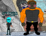 belt black_skin blue_skin blush brown_hair clothed clothes dan gill_koyim_(namefag) glowing hat imminent_death jewish_nose judaism kippah meta:namefags muscles necktie series:iswearimgoingto smug soybooru soytan_rape_comic star_of_david stubble subvariant:hunky_twink_sex_machine subvariant:soyak_(smug) suit suit_and_tie tinted_glasses variant:alicia variant:soyak // 1152x905 // 844.1KB