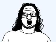 clothes glasses hair long_hair nigger_lips open_mouth redraw soyjak stubble template variant:skajyosjak white_shirt white_skin // 800x600 // 12.6KB