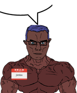 a10_eyes aryan_beast brown_skin buff glasses jimbo_(namefag) meta:namefags purple_hair speech_bubble variant:chudjak white_background // 1567x1881 // 531.8KB