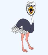 animal beak feather full_body glasses open_mouth ostrich series:animaljaks soyjak stubble variant:a24_slowburn_soyjak // 945x1080 // 16.2KB