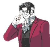 ace_attorney arm beard clothes ear finger glasses hair hand happy meta:tagme miles_edgeworth smile smug soyjak stubble suit tuxedo variant:soyak videogame // 310x290 // 10.5KB