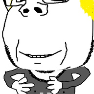 arm clothes glasses hair hand holding_object nate nazism smile soyjak stubble subvariant:wholesome_soyjak swastika variant:gapejak yellow_hair // 676x1021 // 79.6KB
