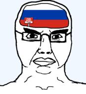 angry animated country flag glasses rent_free russia side_profile sign soyjak spin subvariant:chudjak_front text variant:chudjak // 466x554 // 73.7KB