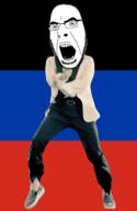angry animated country dance donetsk flag flag:donetsk full_body gangnam_style glasses irl open_mouth soyjak stubble variant:cobson // 300x460 // 501.4KB