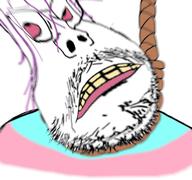 blur deformed distorted flag glasses hanging mustache rope soyjak stubble subvariant:scholar suicide tranny variant:gapejak yellow_teeth // 768x719 // 369.4KB