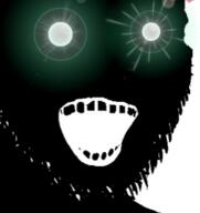 black_skin glowing_eyes green_eyes inverted open_mouth soyjak stubble thougher variant:soyak // 240x255 // 47.5KB