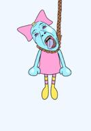 ack artist:juaco bloodshot_eyes bowtie bubble cartoon clothes crying dandy's_world eyebrows hat open_mouth poppy_(dandy's_world) rope suicide variant:bernd // 1400x2000 // 97.3KB