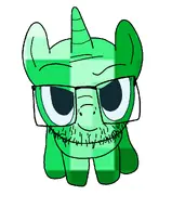 ear emerald emerald_(namefag) glasses green_skin horn looking_at_you meta:namefags my_little_pony pony poopson raised_eyebrow smug unicorn variant:trixiejak // 830x1000 // 310.8KB