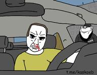 2soyjaks adidas angry black_beard blood brown_hair car churka clothes ear hat nose russia seat subvariant:chudjak_front track_suit variant:chudjak variant:impish_soyak_ears vehicle // 1280x991 // 100.4KB