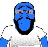 arm balding blue_skin calm closed_mouth clothes glasses soyjak subvariant:science_lover text tshirt variant:markiplier_soyjak wordswordswords // 800x789 // 123.9KB