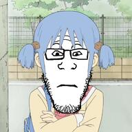 anime closed_mouth glasses naganohara_mio neutral nichijou soyjak stubble subvariant:neutralplier variant:markiplier_soyjak // 719x719 // 473.3KB