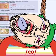 4cuck bloodshot_eyes co_(4chan) crying hanging ongezellig open_mouth rope soyjak suicide tongue variant:bernd you_spin_me_round_(like_a_record) // 1080x1082, 52s // 55.2MB