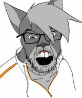 ear fur furry glasses hair jacket meta:tagme ohio open_mouth teeth variant:feraljak white_background // 520x624 // 109.2KB