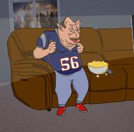 amerimutt beer black_lives_matter brown_skin chips clothes couch drawn_background football full_body holding_object irl_background mutt mutt_lips nas:amerimutt television // 1024x1009 // 123.7KB