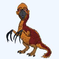 animal beak claw dinosaur feather full_body glasses series:animaljaks series:dinosaurjaks soyjak stubble tail therizinosaurus variant:nojak // 1200x1200 // 40.9KB