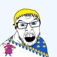 blue_eyes clothes dnipropetrovsk_oblast flag flag:dnipropetrovsk_oblast glasses hair human mustache oblast open_mouth soyjak star_(symbol) stubble teeth transparent transparent_background ukraine variant:feraljak yellow_hair // 1500x1500 // 251.3KB