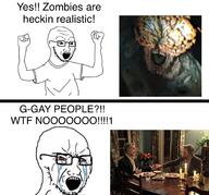 arm bald beard bloodshot_eyes candle clothes cordyceps crying excited fist fungus gay homosexual irl_background mushroom open_mouth stubble table teeth the_last_of_us tshirt variant:cryboy_soyjak variant:soyak zombie // 1800x1675 // 2.5MB